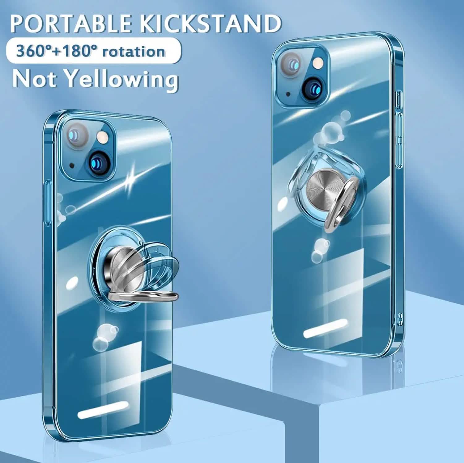 Clear Phone Case iPhone 14 Transparent Anti-Scratch with Ring Kickstand DailySale