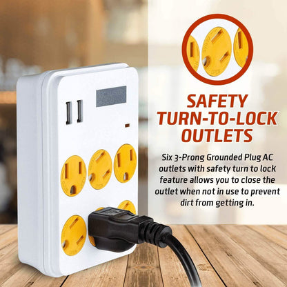 ClearMax 6 Outlet Adapter with 2 USB Ports DailySale