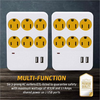 ClearMax 6 Outlet Adapter with 2 USB Ports DailySale