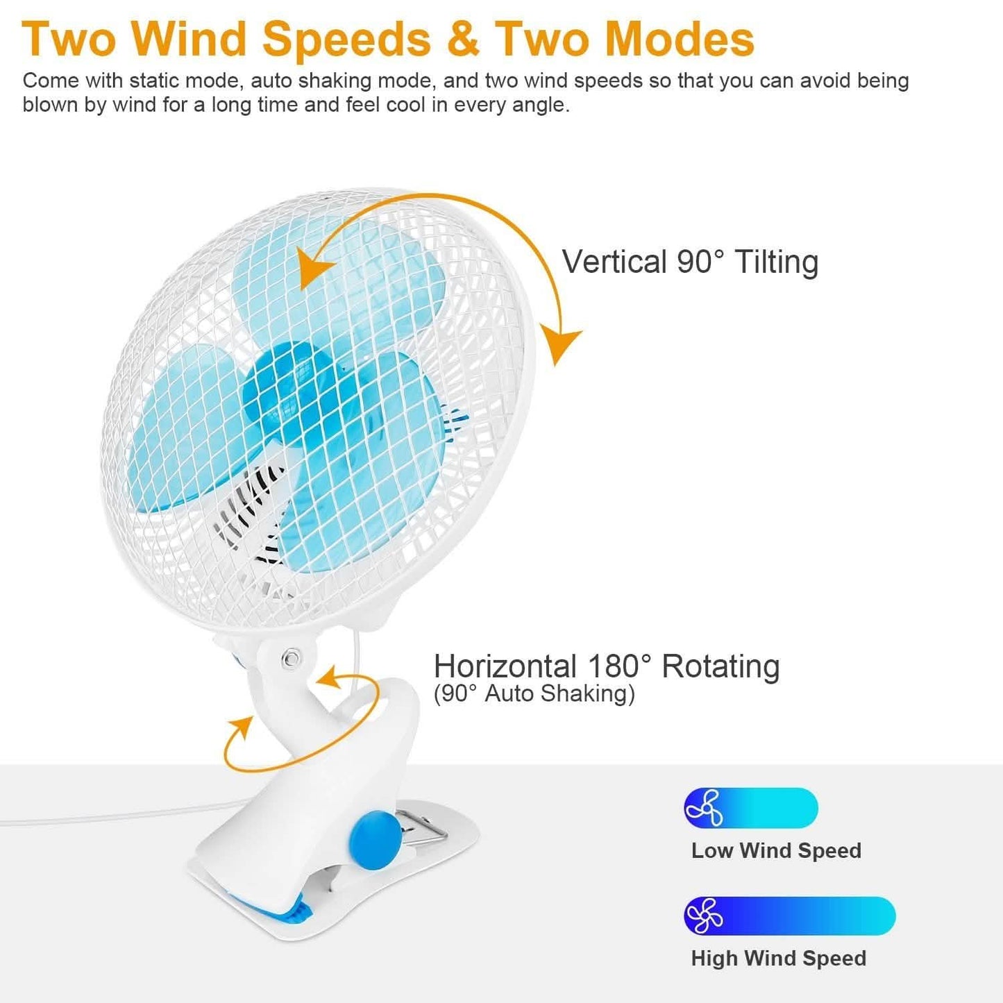 Clip-On 2 Speeds Quiet Clamp Fan DailySale