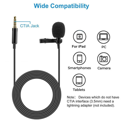 Clip On Microphone Hands Free Lavalier Lapel Mic DailySale
