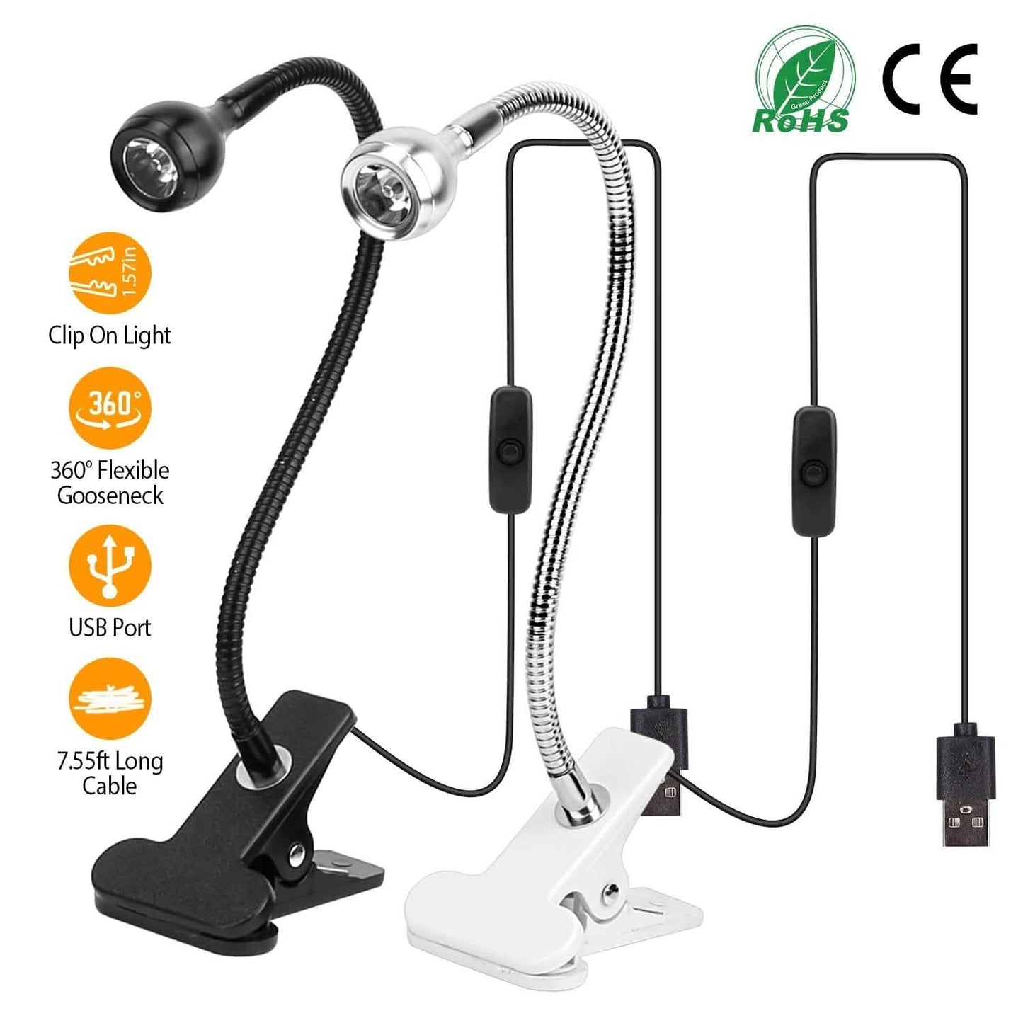 Clip On Reading Light USB Desk Clamp Lamp Flexible Gooseneck DailySale