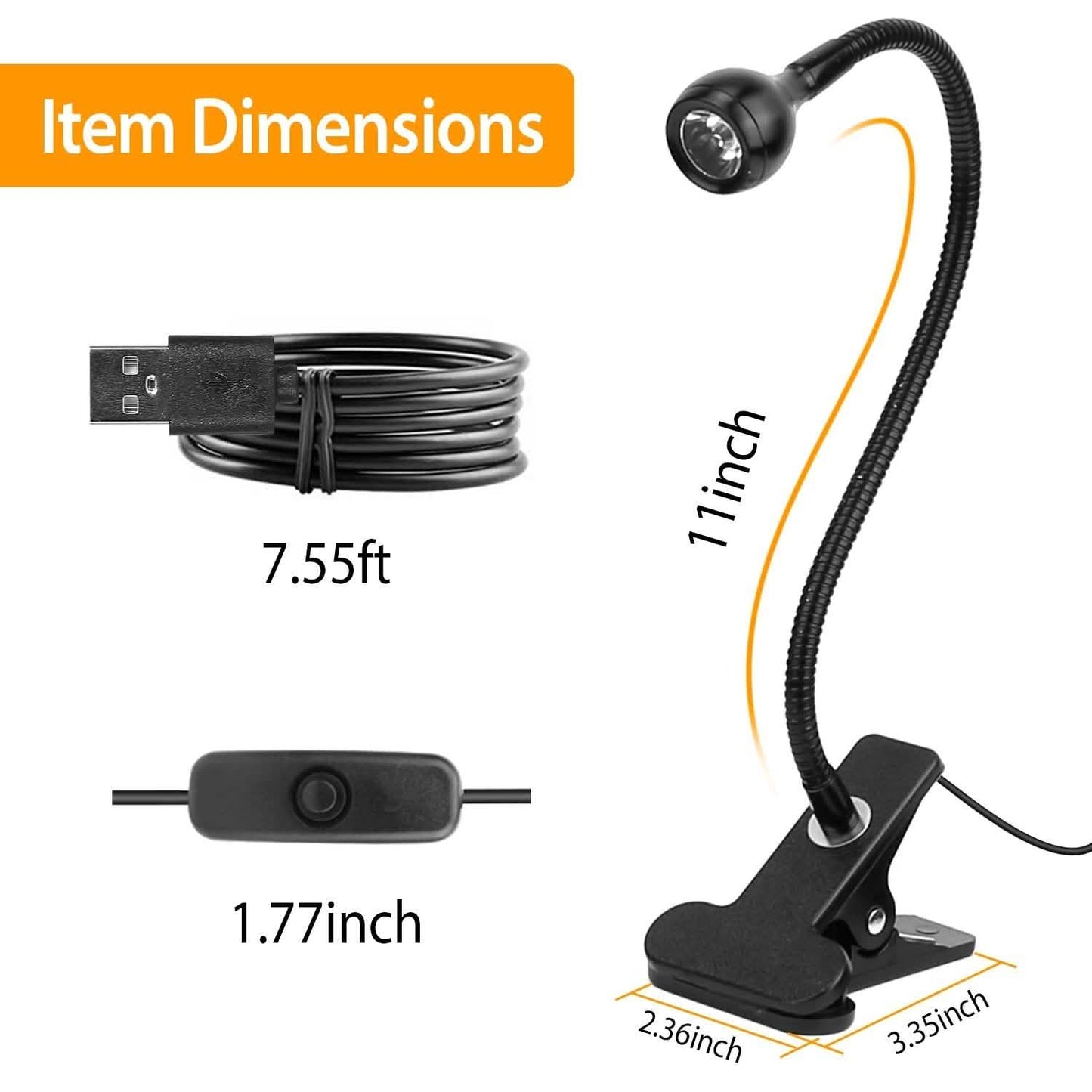 Clip On Reading Light USB Desk Clamp Lamp Flexible Gooseneck DailySale