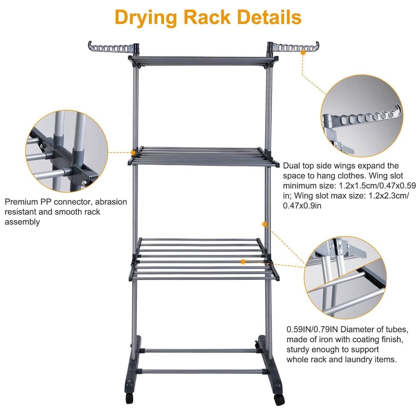 Clothes Drying Rack Rolling Collapsible Laundry Dryer Hanger Stand Rail DailySale
