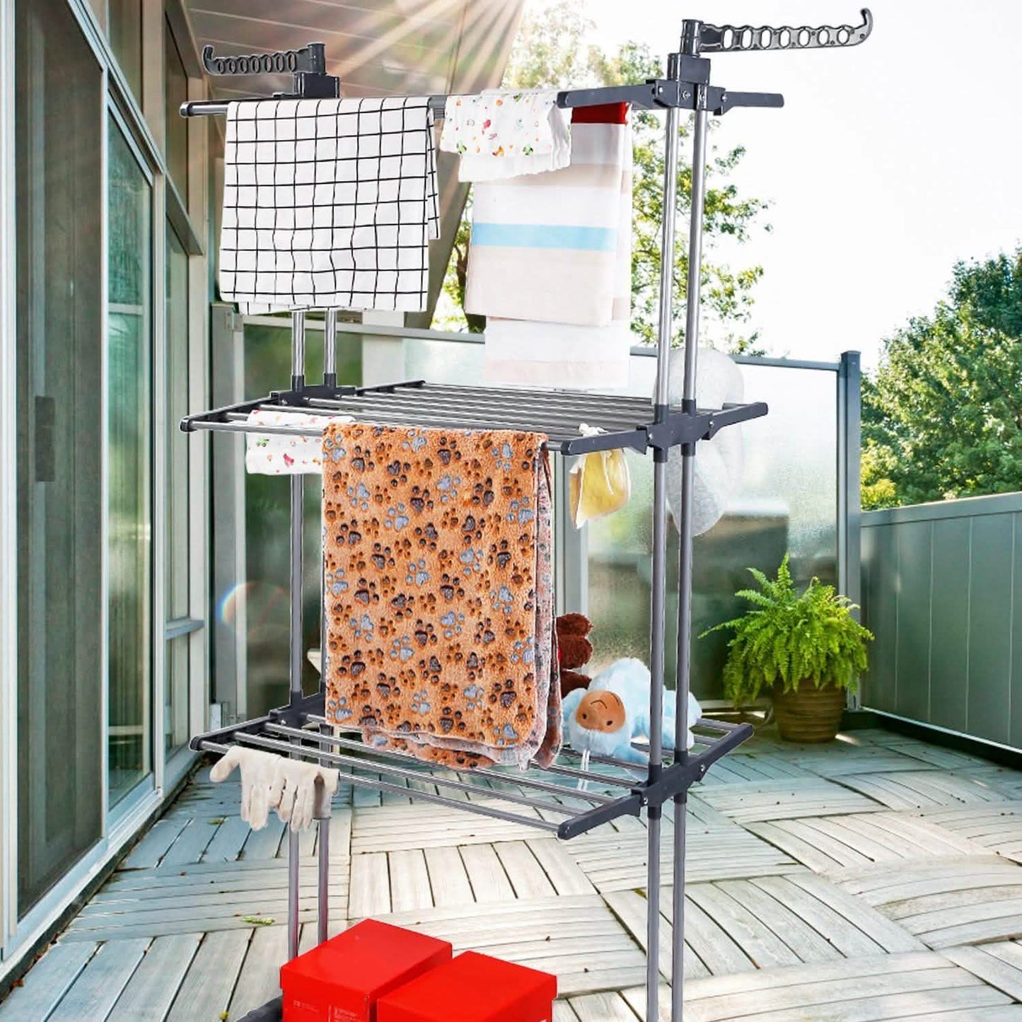 Clothes Drying Rack Rolling Collapsible Laundry Dryer Hanger Stand Rail DailySale