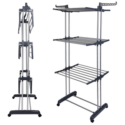 Clothes Drying Rack Rolling Collapsible Laundry Dryer Hanger Stand Rail DailySale