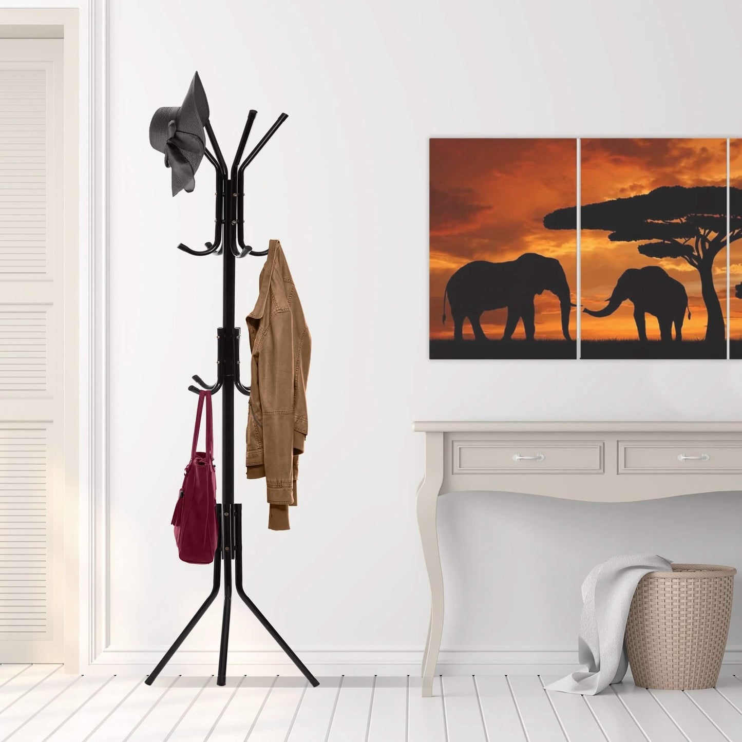 Coat & Hat Metal Rack Hanger Organizer Hooks with Stand DailySale