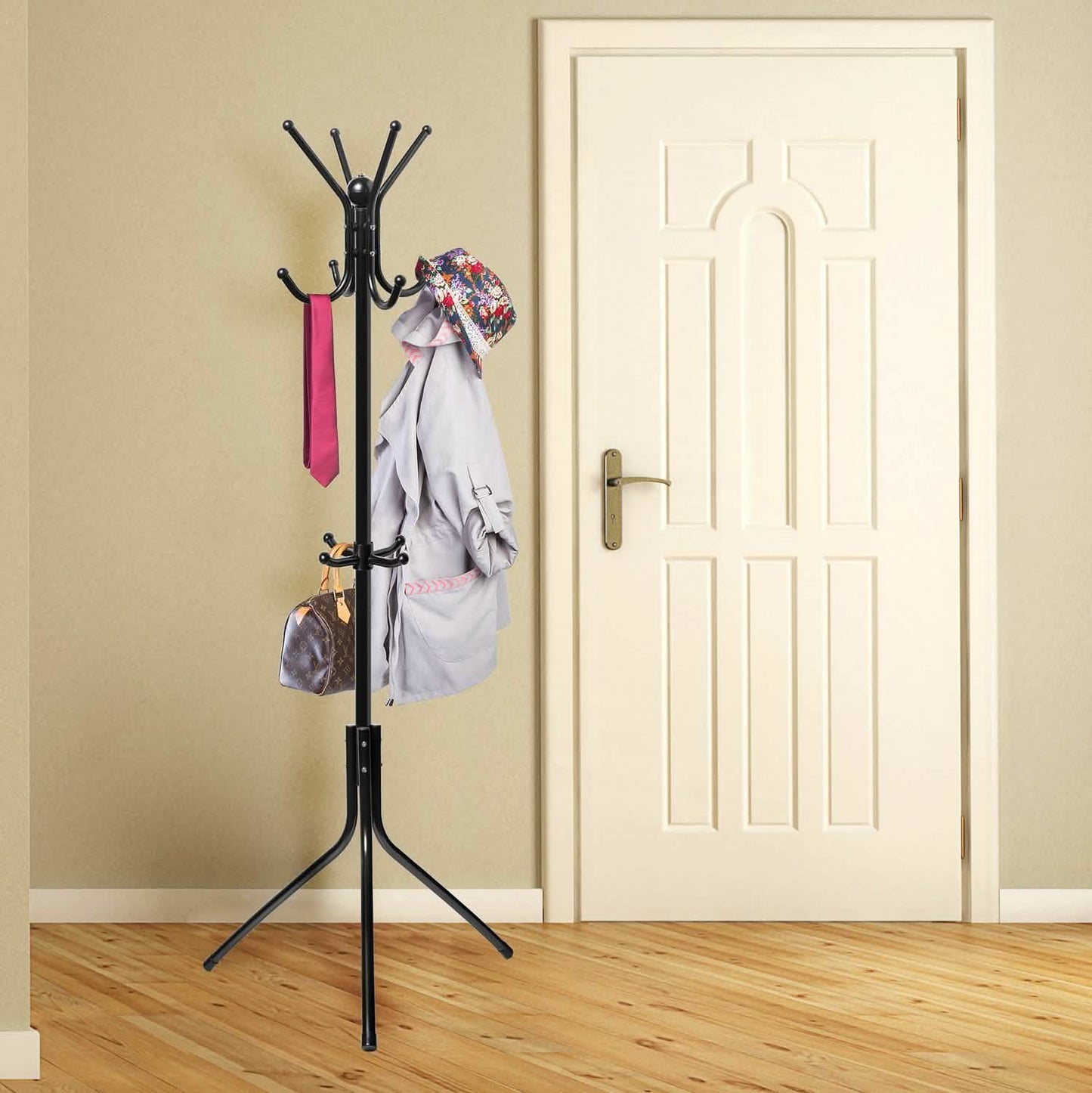 Coat & Hat Metal Rack Hanger Organizer Hooks with Stand DailySale