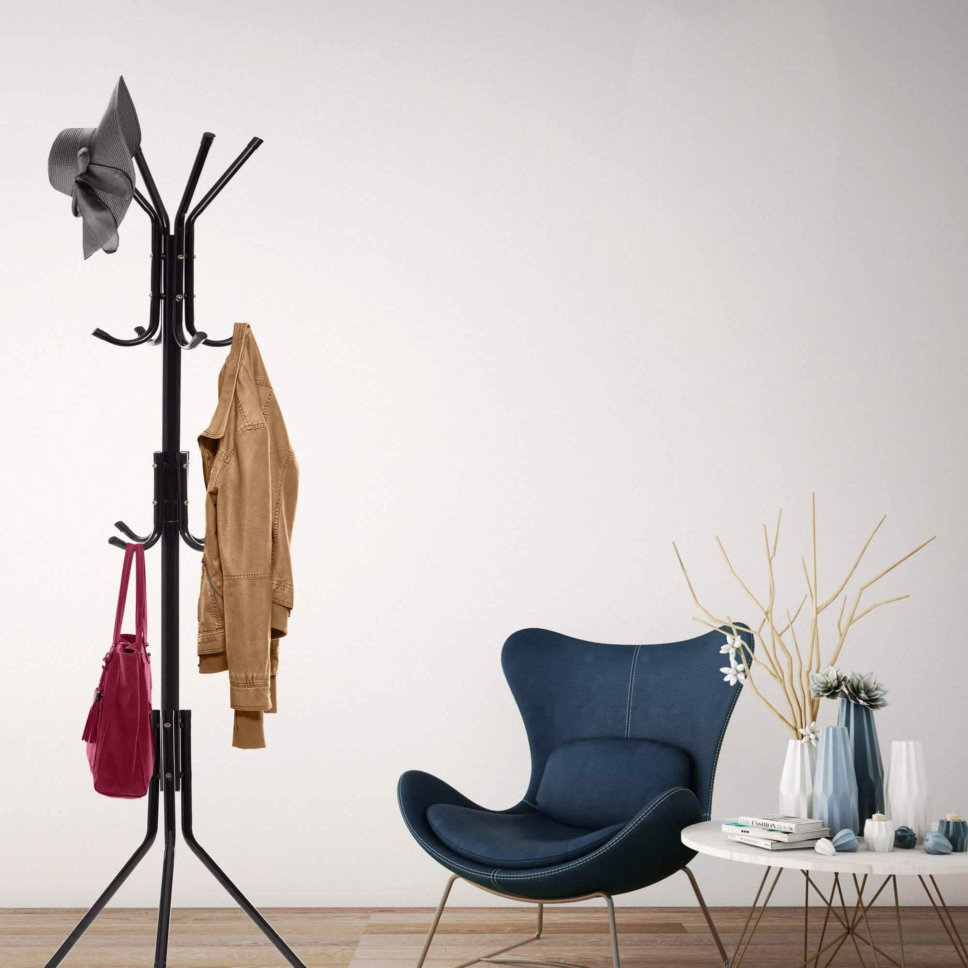 Coat & Hat Metal Rack Hanger Organizer Hooks with Stand DailySale