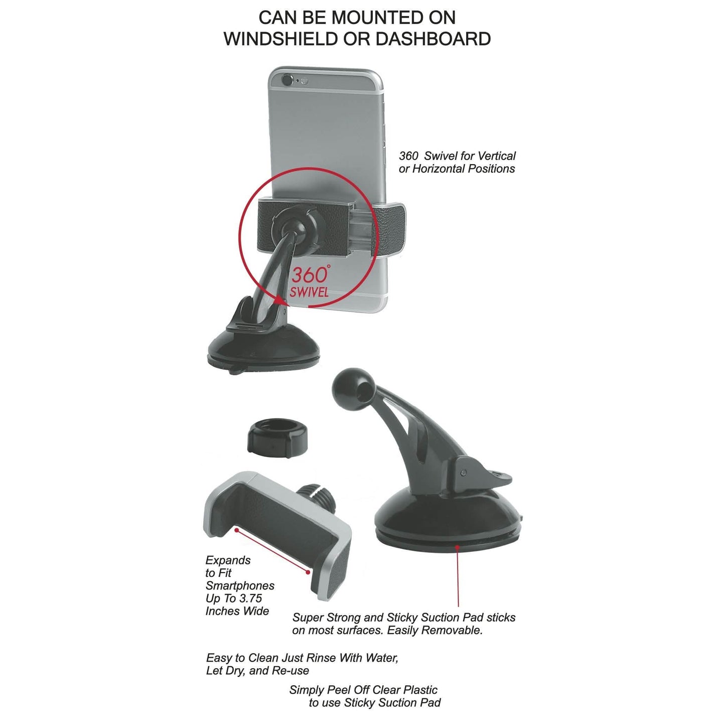 CobaltX Universal Windshield and Dash Mount With Leather Accent DailySale