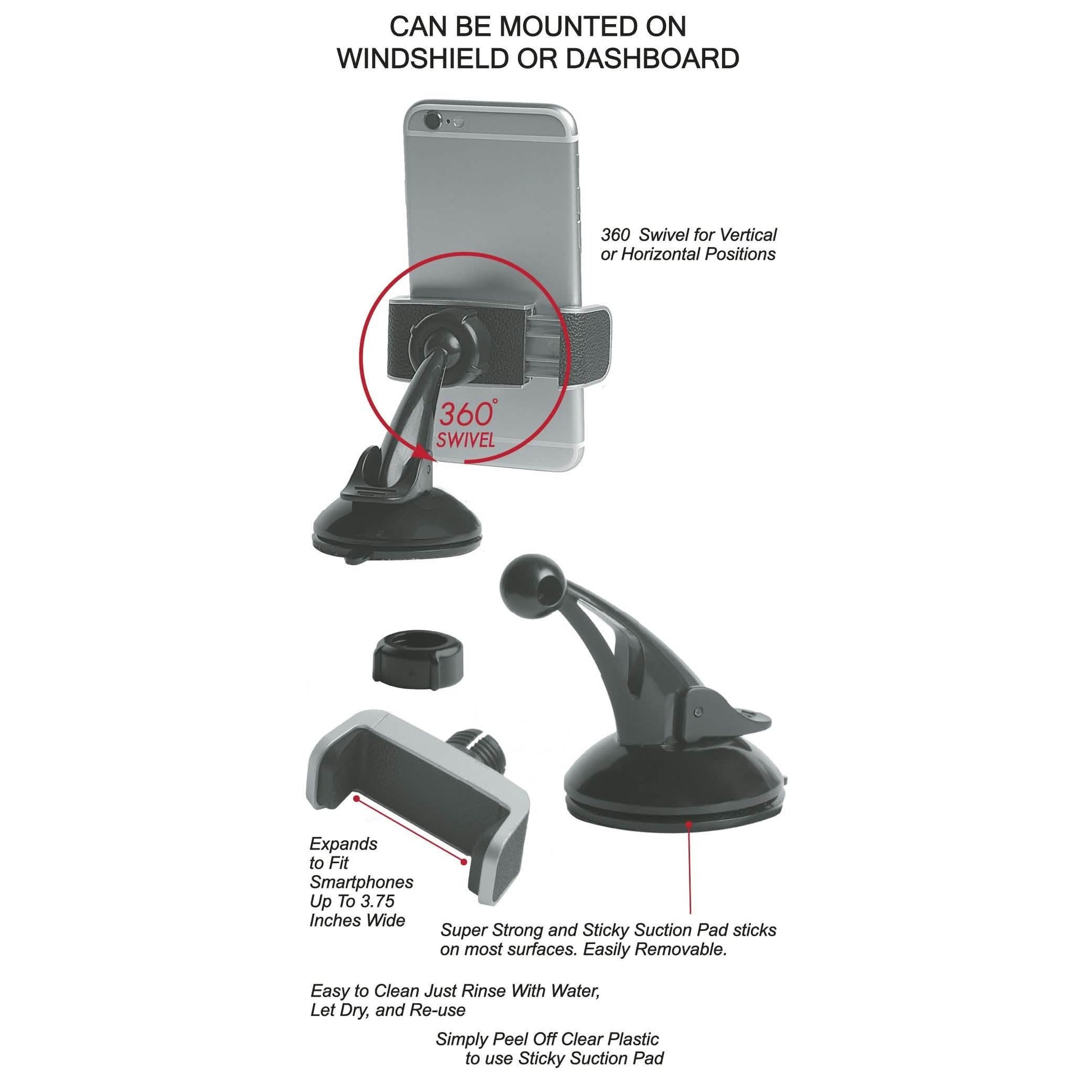 CobaltX Universal Windshield and Dash Mount With Leather Accent DailySale