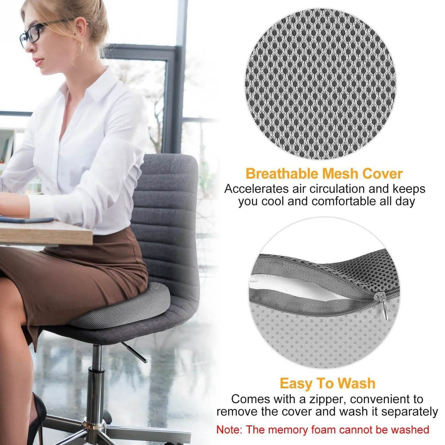 Coccyx Orthopedic Memory Foam Seat Cushion DailySale