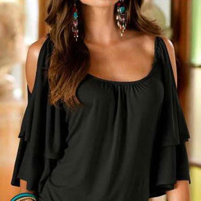 Cold Shoulder Ruffle Top - Assorted Sizes DailySale