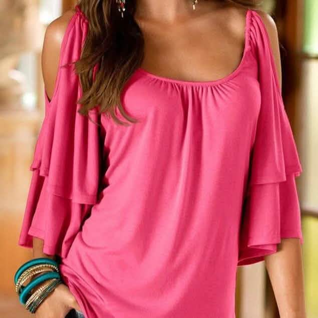 Cold Shoulder Ruffle Top - Assorted Sizes DailySale