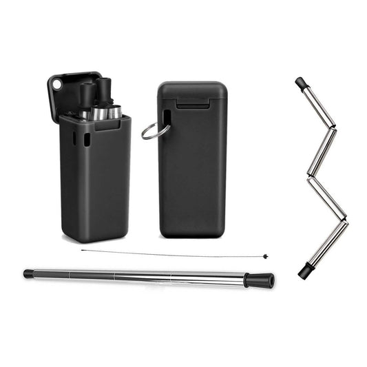 Collapsible, Portable, And Reusable Stainless Steel Drinking Straw With Case DailySale