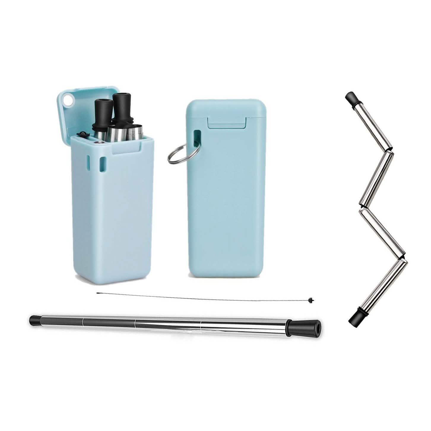 Collapsible, Portable, And Reusable Stainless Steel Drinking Straw With Case DailySale