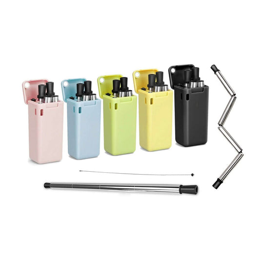 Collapsible, Portable, And Reusable Stainless Steel Drinking Straw With Case DailySale