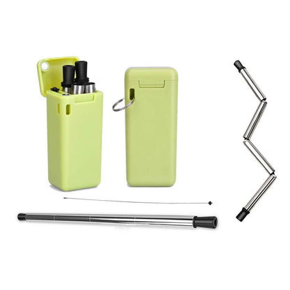 Collapsible, Portable, And Reusable Stainless Steel Drinking Straw With Case DailySale