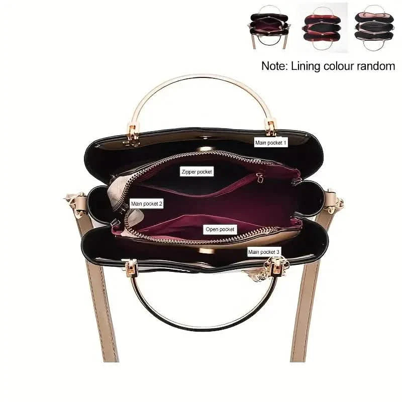 Color Block Satchel Bag with Metal Tassel Decor and Crossbody Strap DailySale