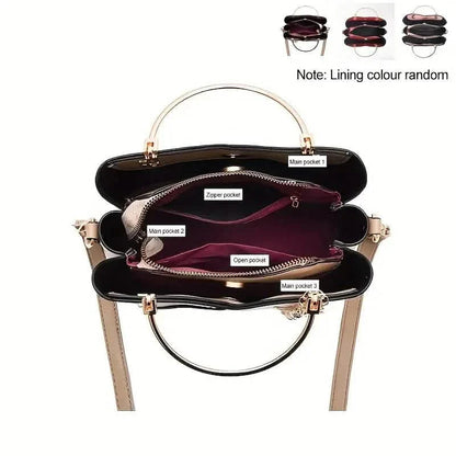 Color Block Satchel Bag with Metal Tassel Decor and Crossbody Strap DailySale