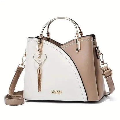 Color Block Satchel Bag with Metal Tassel Decor and Crossbody Strap DailySale
