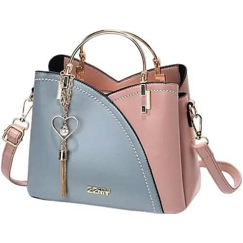 Color Block Satchel Bag with Metal Tassel Decor and Crossbody Strap DailySale