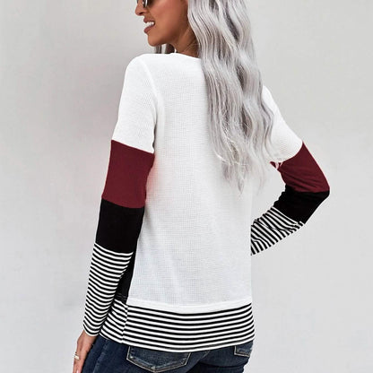 Colorblock Waffle Knit Striped Panel Tee DailySale