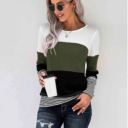 Colorblock Waffle Knit Striped Panel Tee DailySale