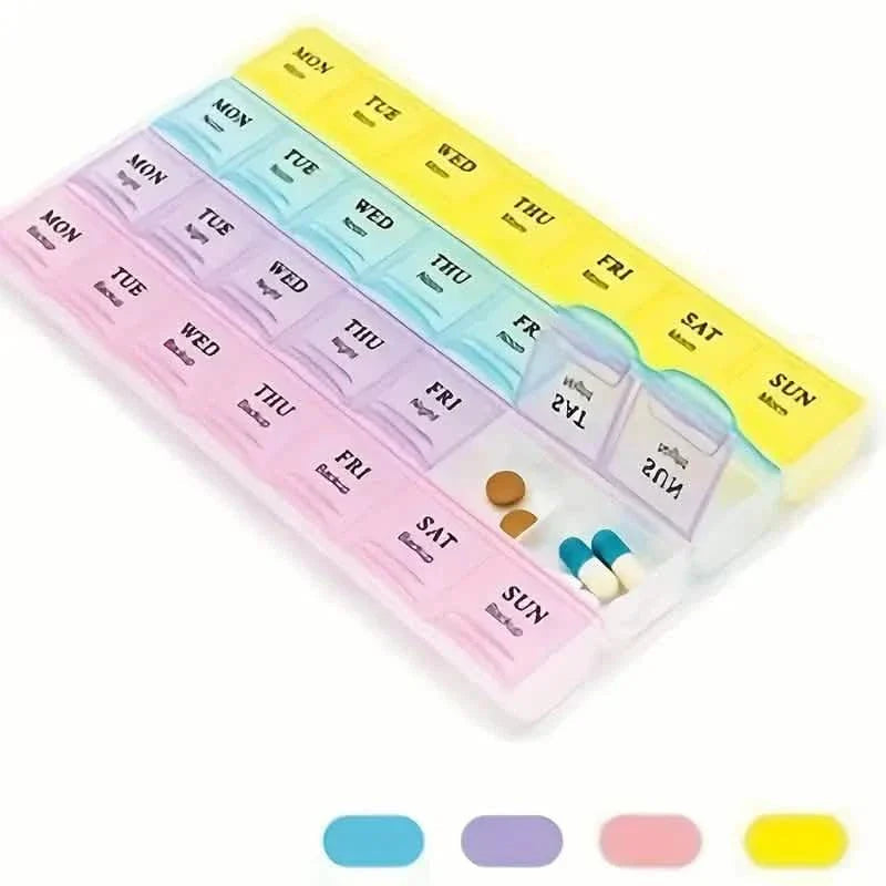 Colorful 28-Compartment Pill Organizer - Portable, Large Capacity Health Care Box DailySale