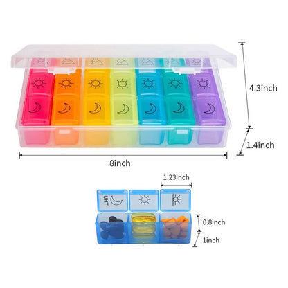 Colorful 3-Times Weekly Pills Vitamins Organizer With Large Compartments And Detachable Trays DailySale