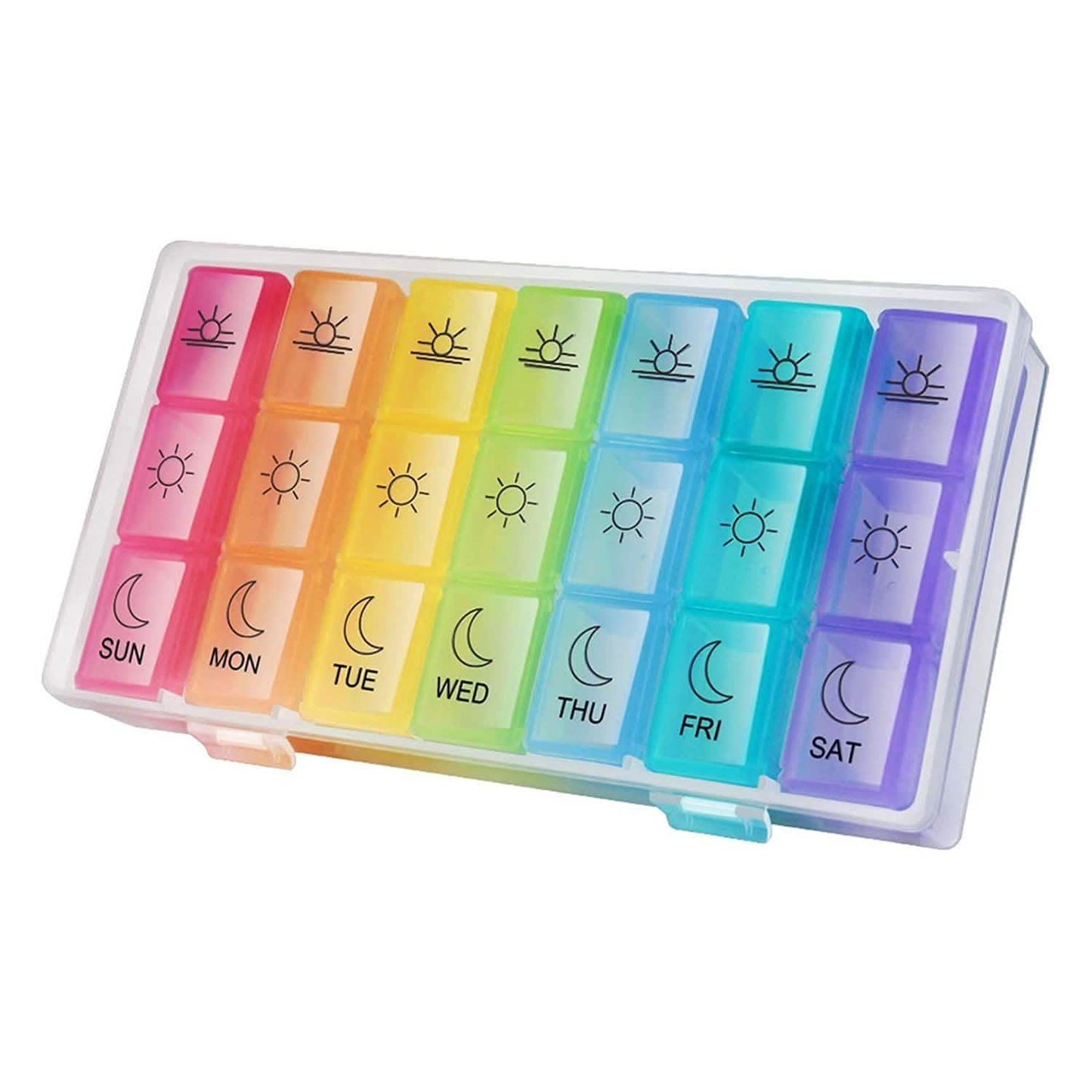 Colorful 3-Times Weekly Pills Vitamins Organizer With Large Compartments And Detachable Trays DailySale