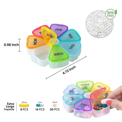 Colorful 7 Day Pills And Vitamins Organizer With Large Compartments DailySale