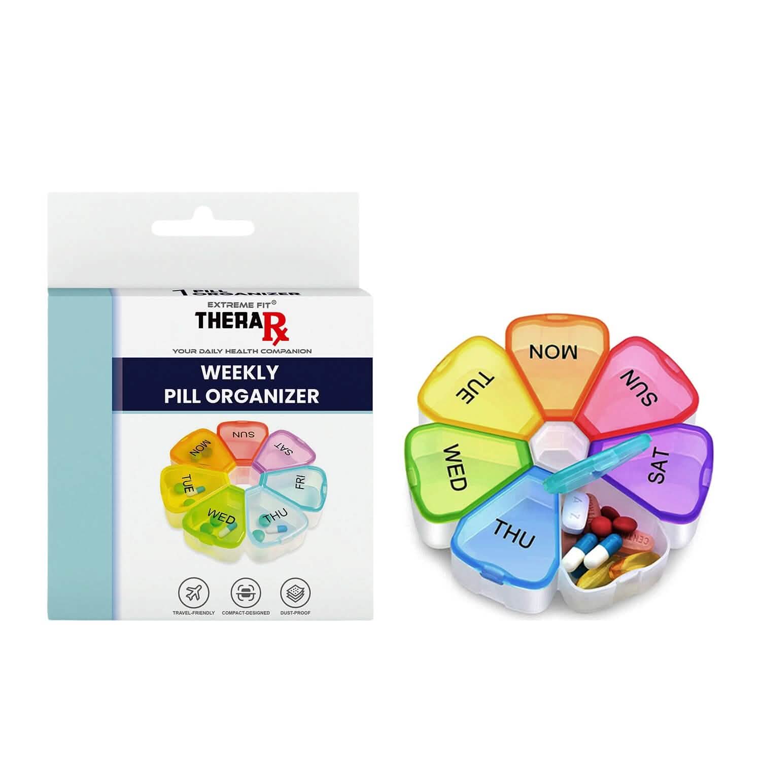 Colorful 7 Day Pills And Vitamins Organizer With Large Compartments DailySale