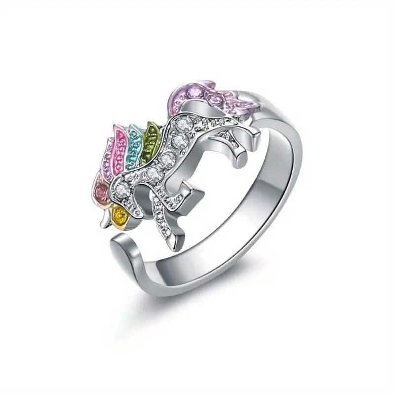 Colorful Cartoon-Themed Unicorn Earrings, Necklace, Ring & Bracelet Jewelry Set DailySale