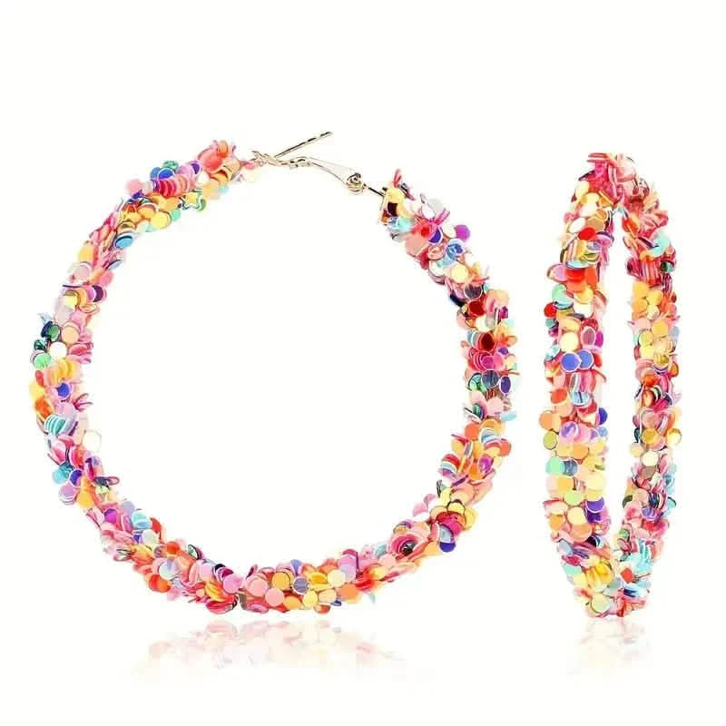 Colorful Circle Sheets Decor Boho Hoop Earrings DailySale