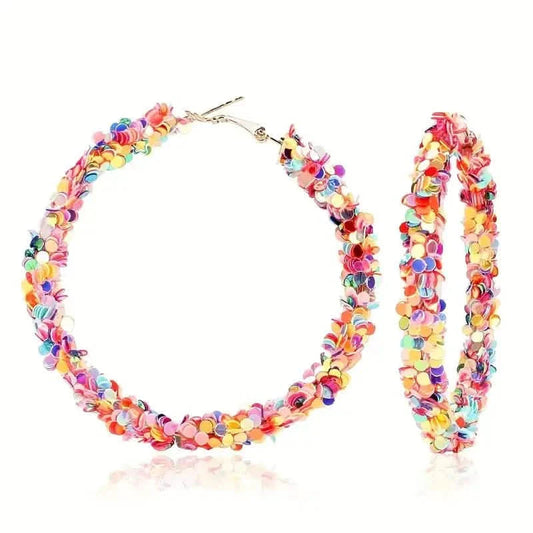 Colorful Circle Sheets Decor Boho Hoop Earrings DailySale