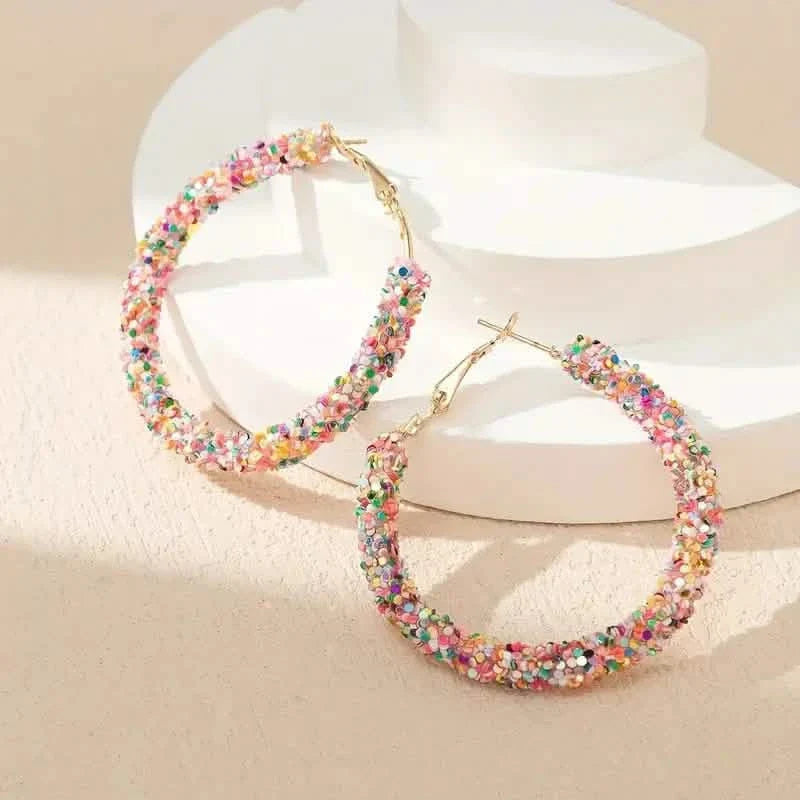 Colorful Circle Sheets Decor Boho Hoop Earrings DailySale
