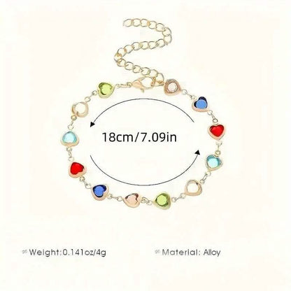 Colorful Heart-Shaped Zirconia Bracelet DailySale
