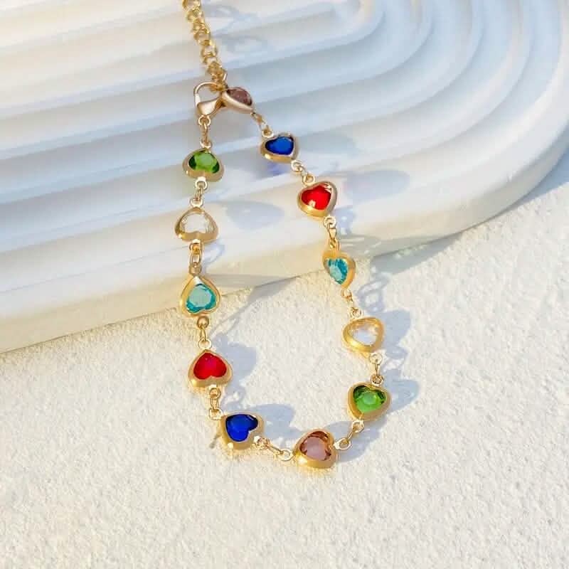 Colorful Heart-Shaped Zirconia Bracelet DailySale