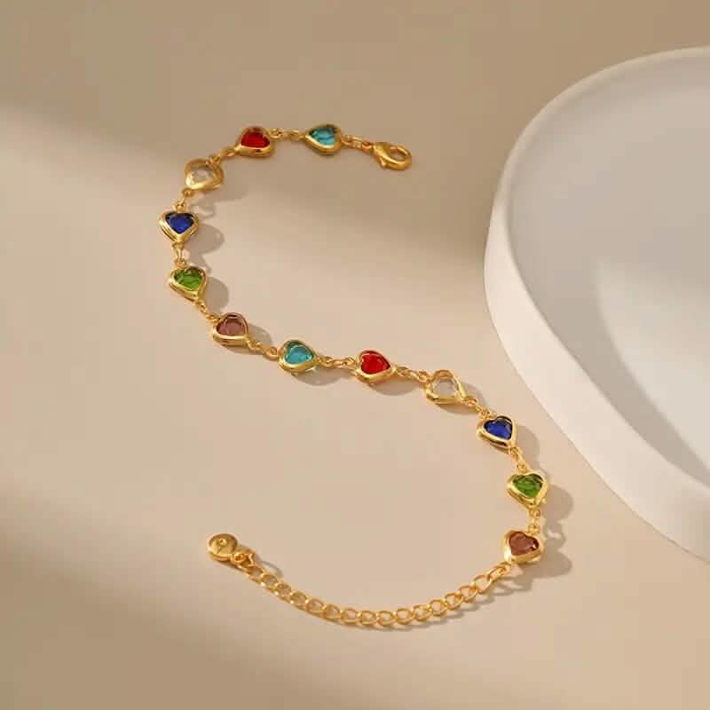 Colorful Heart-Shaped Zirconia Bracelet DailySale