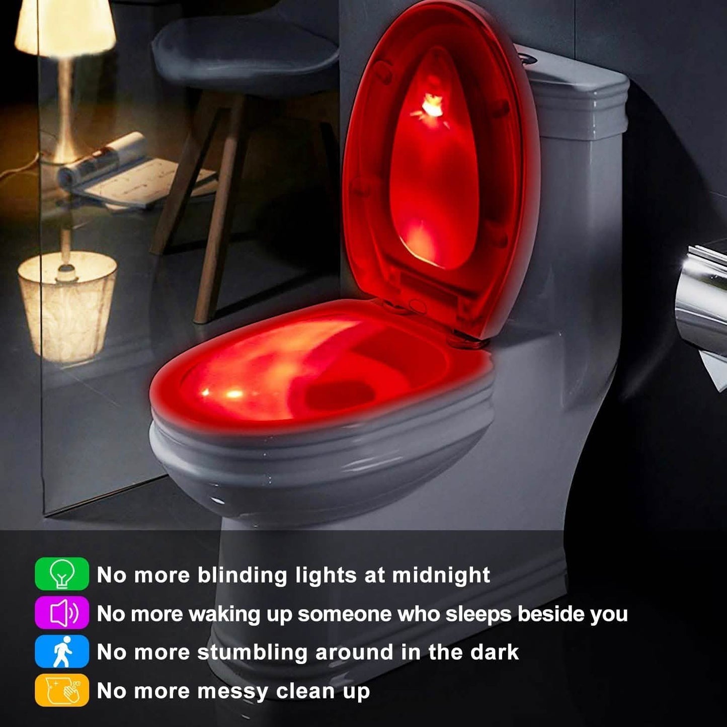 Colorful Toilet Bowl Motion Sensor Lights DailySale