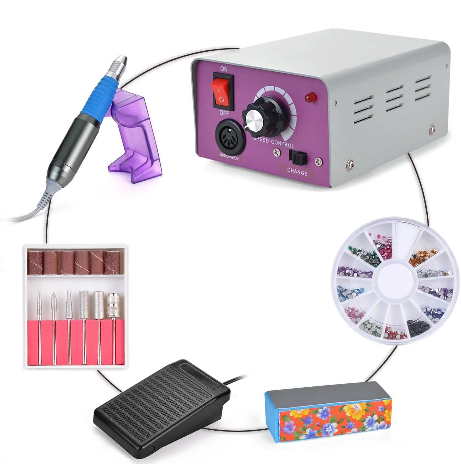 Complete Electric Nail Drill Kit Set Art File Bit Acrylic Manicure Pedicure Band DailySale