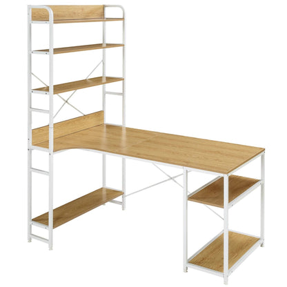 Computer Desk with 4 Tier Storage Shelves Large L-Shaped DailySale