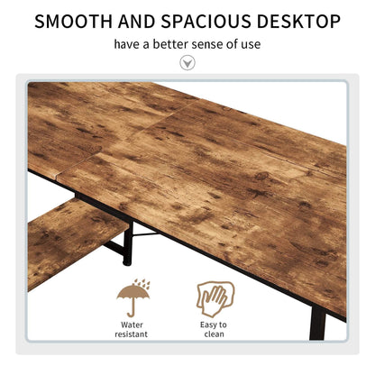 Computer Desk with 4 Tier Storage Shelves Large L-Shaped DailySale