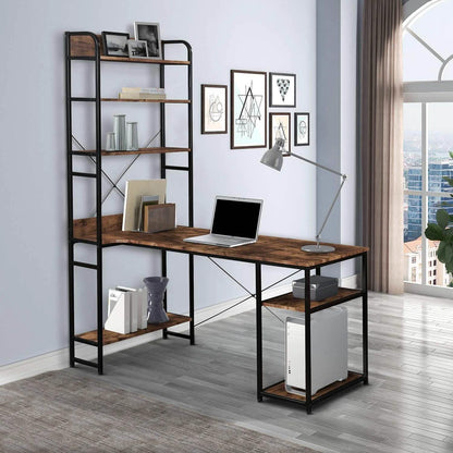 Computer Desk with 4 Tier Storage Shelves Large L-Shaped DailySale