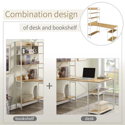 Computer Desk with 4 Tier Storage Shelves Large L-Shaped DailySale