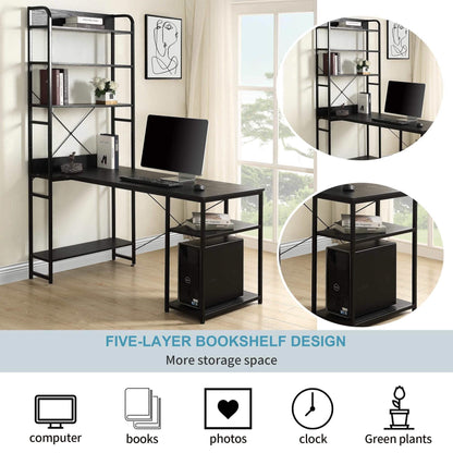Computer Desk with 4 Tier Storage Shelves Large L-Shaped DailySale