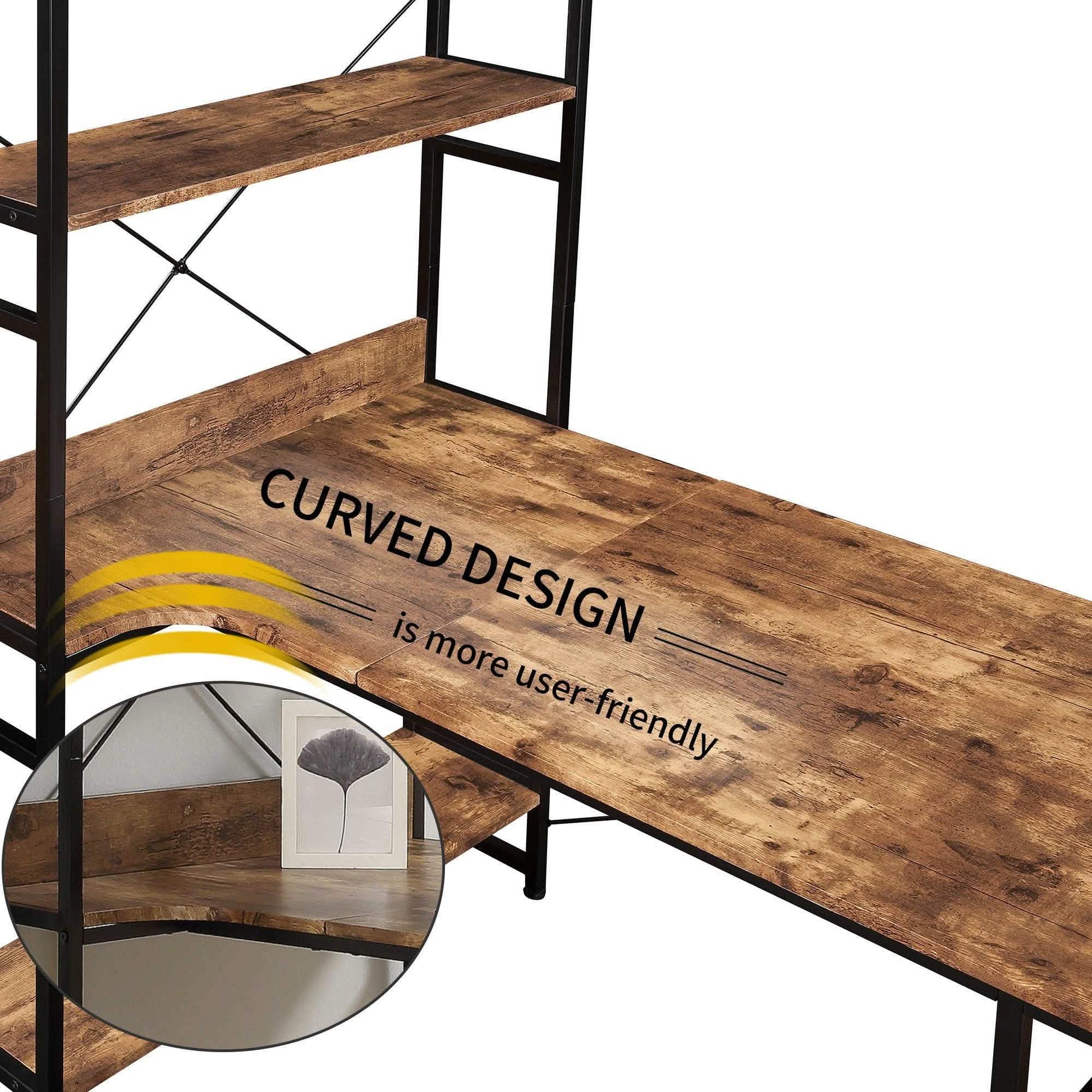 Computer Desk with 4 Tier Storage Shelves Large L-Shaped DailySale