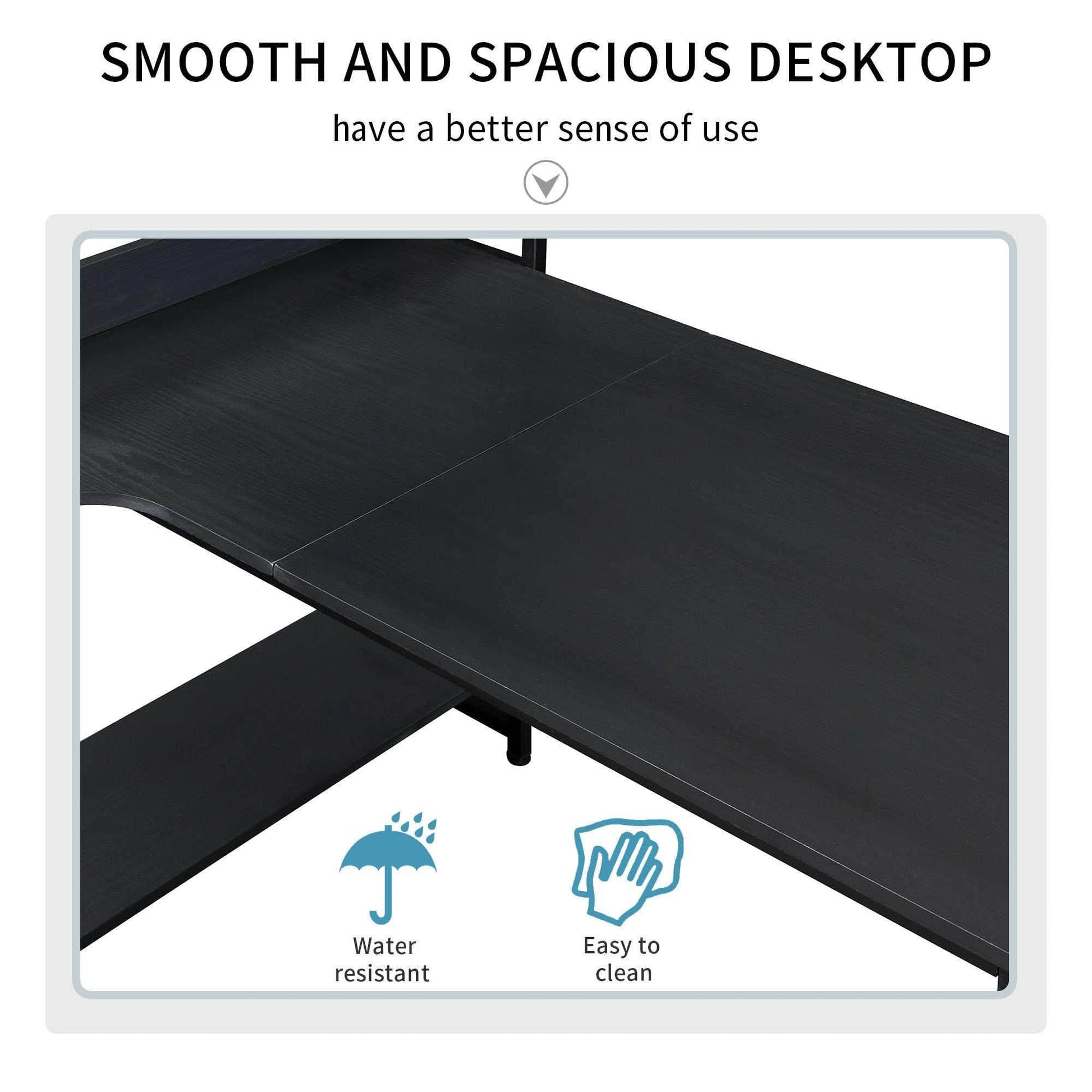 Computer Desk with 4 Tier Storage Shelves Large L-Shaped DailySale
