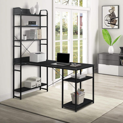 Computer Desk with 4 Tier Storage Shelves Large L-Shaped DailySale